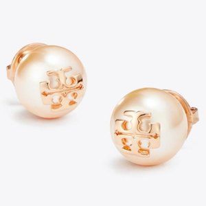 Tory Burch Earrings Rose Gold Pearl Evie Studs